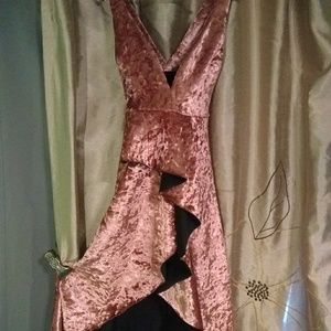 Pink Velvet High Low Dress